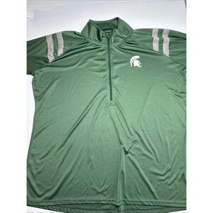 Michigan State Men's Pro Edge Quarter Zip Pullover, 3XL, Green, Lightweight